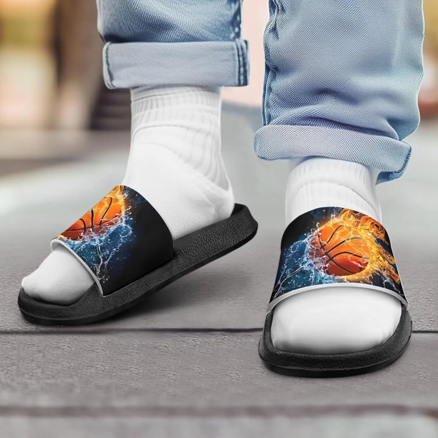 Boys Beach Sandals Lightweight Slides for Kids Shower Shoes