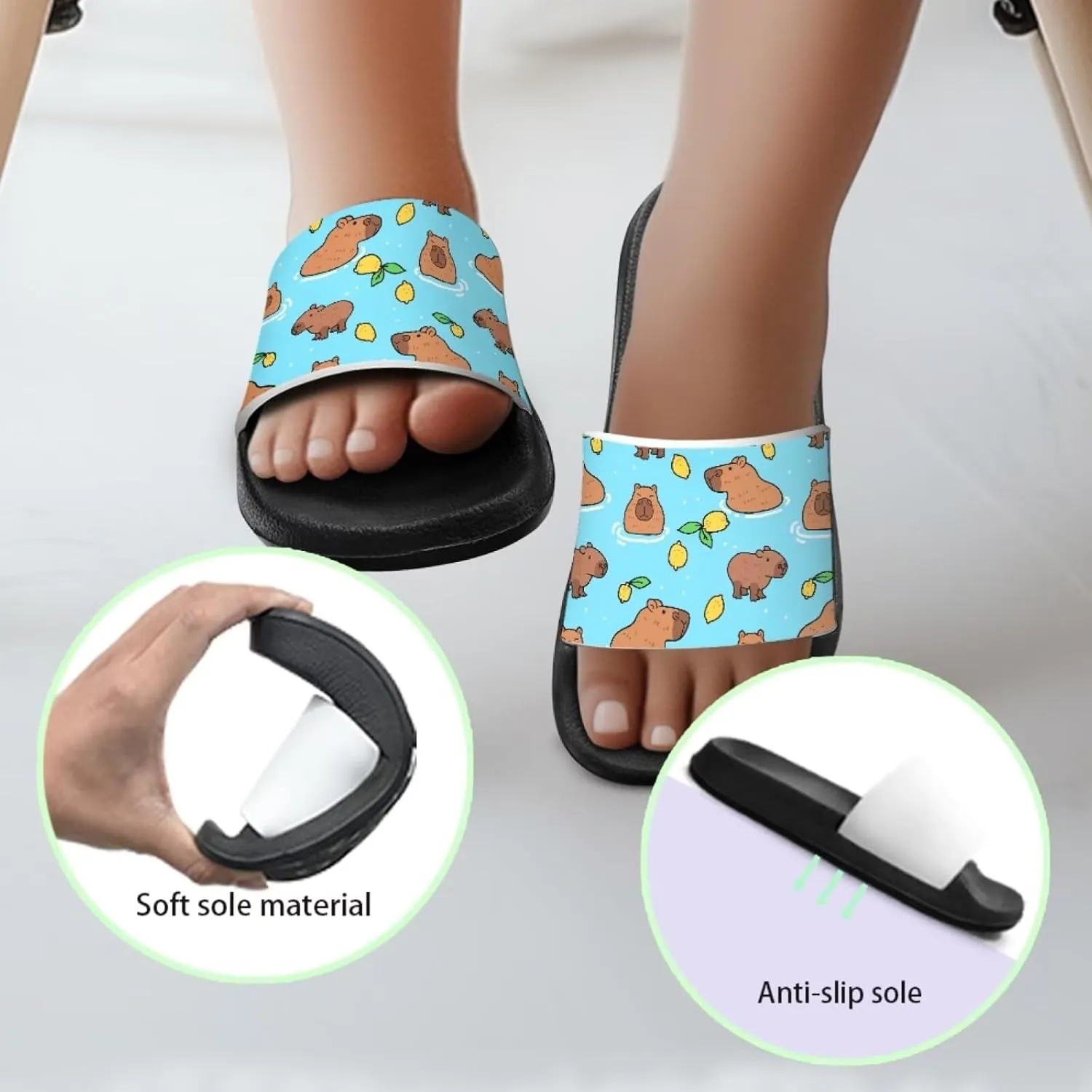 Boys Girls Shower Slippers Non-Slip Lightweight Open Toe Slip on Sandals for Beach Pool Camping