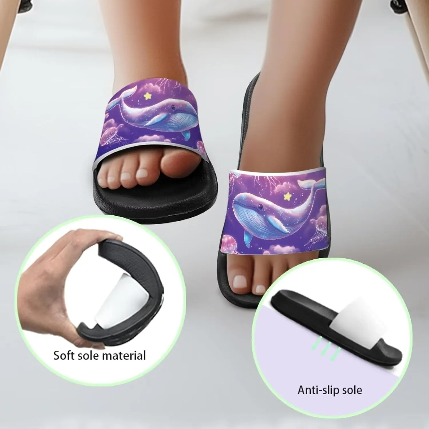 Boys Girls Shower Slippers Non-Slip Lightweight Open Toe Slip on Sandals for Beach Pool Camping