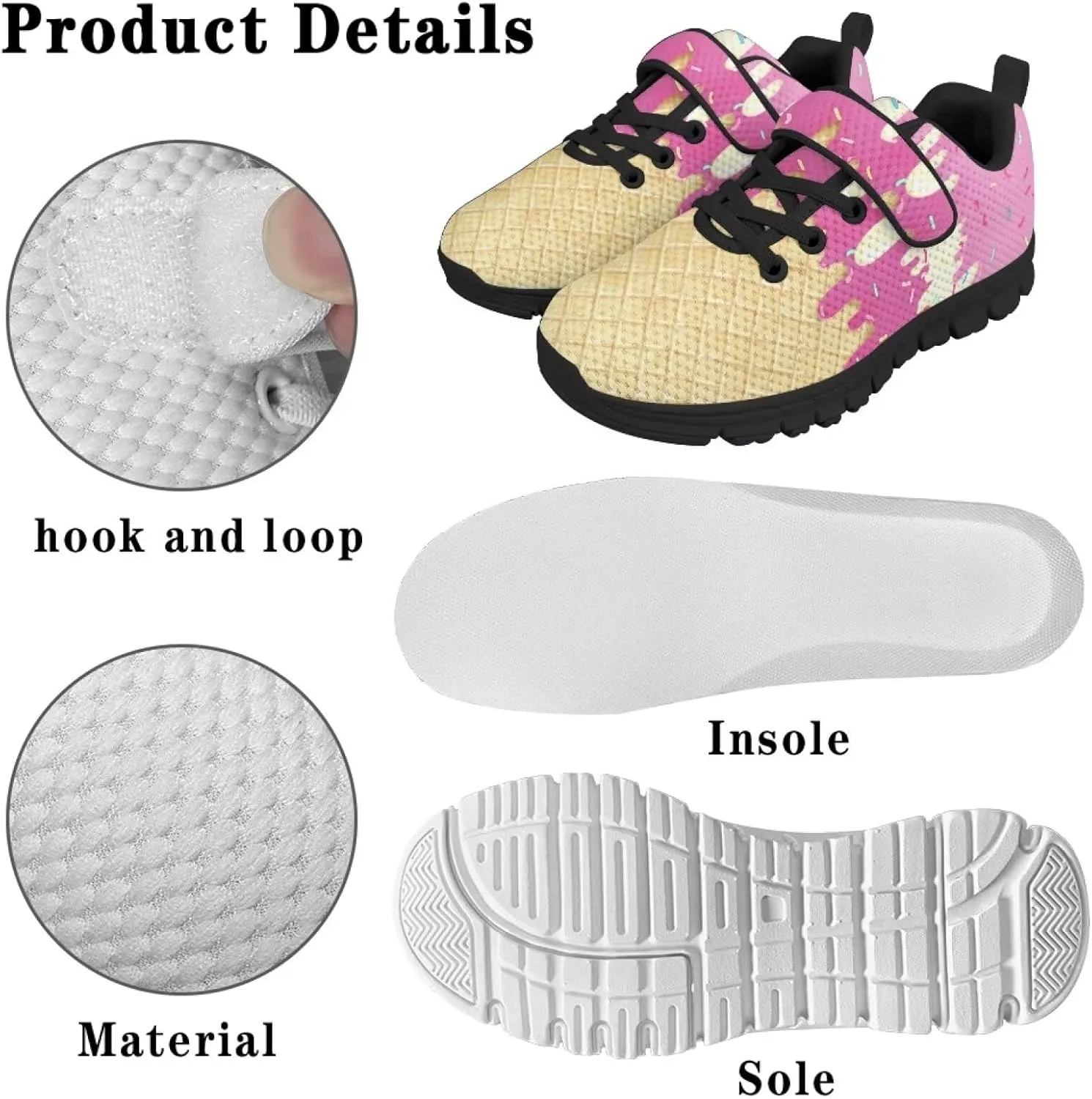 Boys Girls Sneakers Kids Mesh Shoes Unisex Lightweight Breathable Athletic Running Tennis Fitness Shoes Single Buckle for Toddler/Little Kid/Big Kid Black Sole