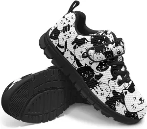 Boys Girls Sneakers Kids Mesh Shoes Unisex Lightweight Breathable Athletic Running Tennis Fitness Shoes Single Buckle for Toddler/Little Kid/Big Kid Black Sole