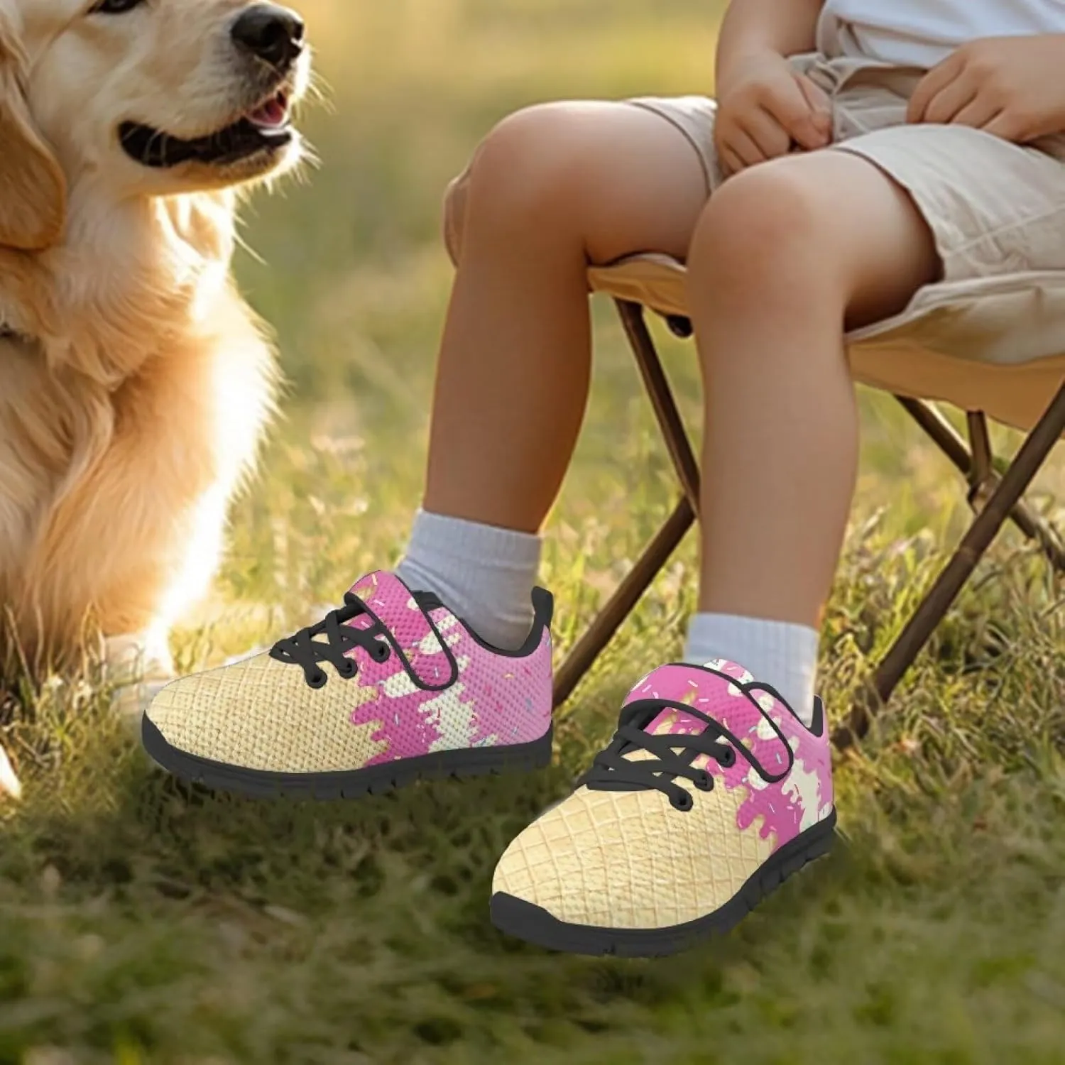 Boys Girls Sneakers Kids Mesh Shoes Unisex Lightweight Breathable Athletic Running Tennis Fitness Shoes Single Buckle for Toddler/Little Kid/Big Kid Black Sole