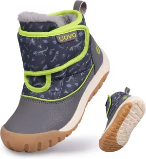 Boys Snow Fashion Boots Winter Waterproof Slip Resistant Fur Lined Outdoor Ankle Walking Sports Shoes (Toddler/Little Kid/Big Kid)