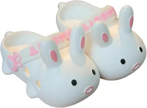 Bunny Rabbit Slides Slipper Unisex Child Boys & Girls Slide Sandals for Kids Flip Flops Comfy Shower Slippers Beach Garden Shoes(8-9(170mm), White)