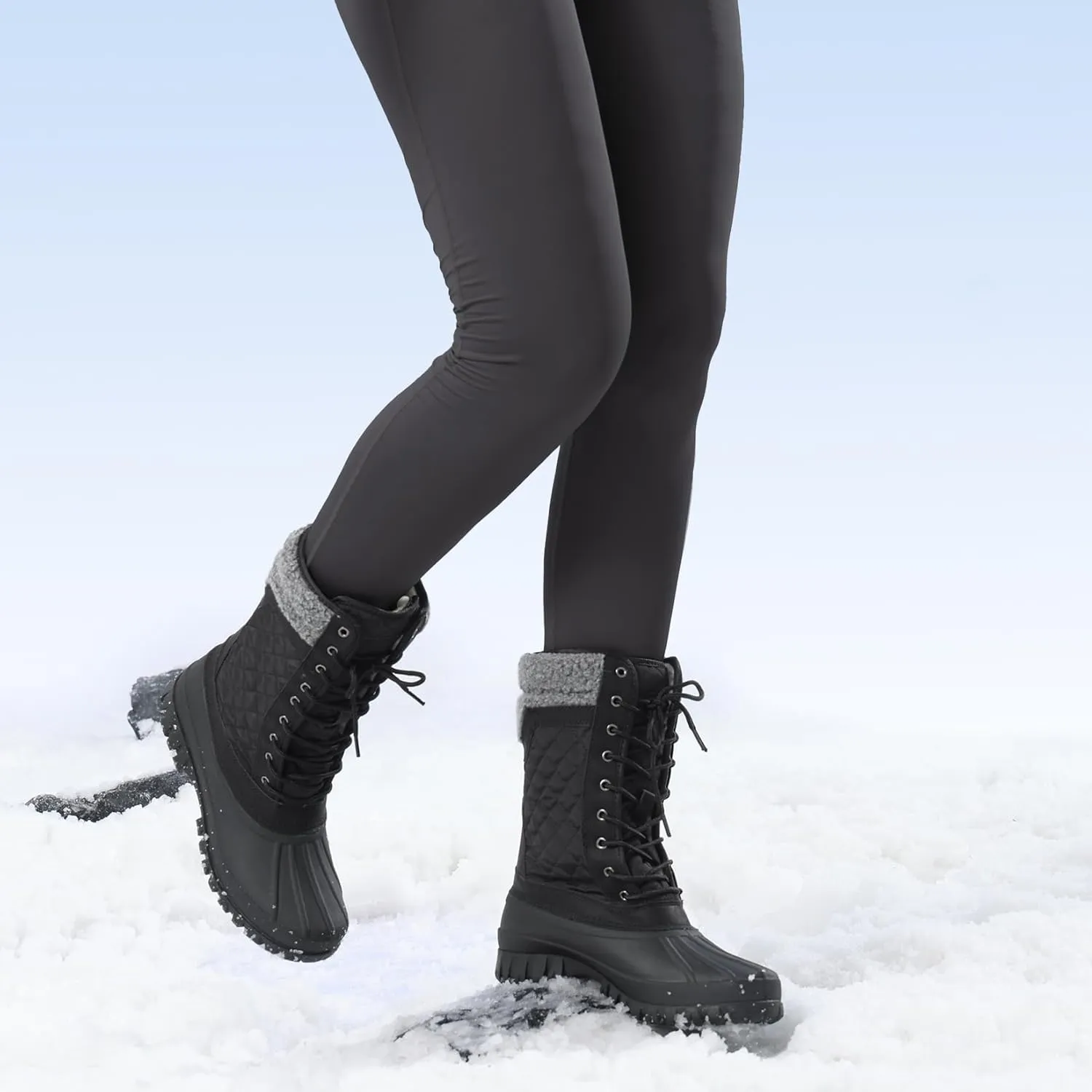 CAMEL CROWN Snow Boots for Women - Waterproof Booties with Warm Fur Lined Lace-up Shoes for Winter Outdoor
