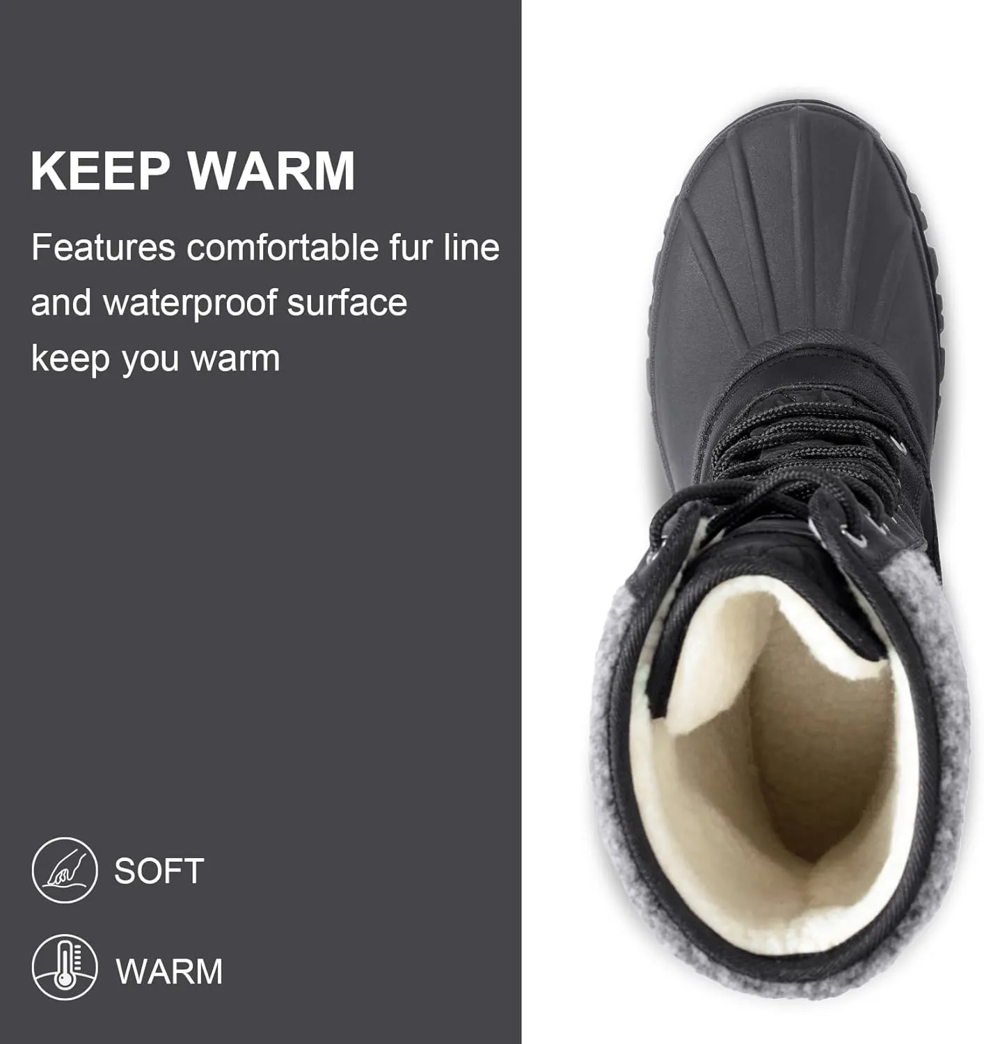 CAMEL CROWN Snow Boots for Women - Waterproof Booties with Warm Fur Lined Lace-up Shoes for Winter Outdoor