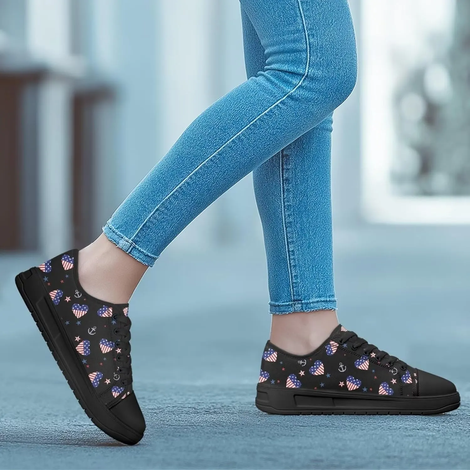 Canvas Shoes for Women Low Top Casual White Black Sneakers Womens Lace Up Fashion Comfortable Walking Shoes