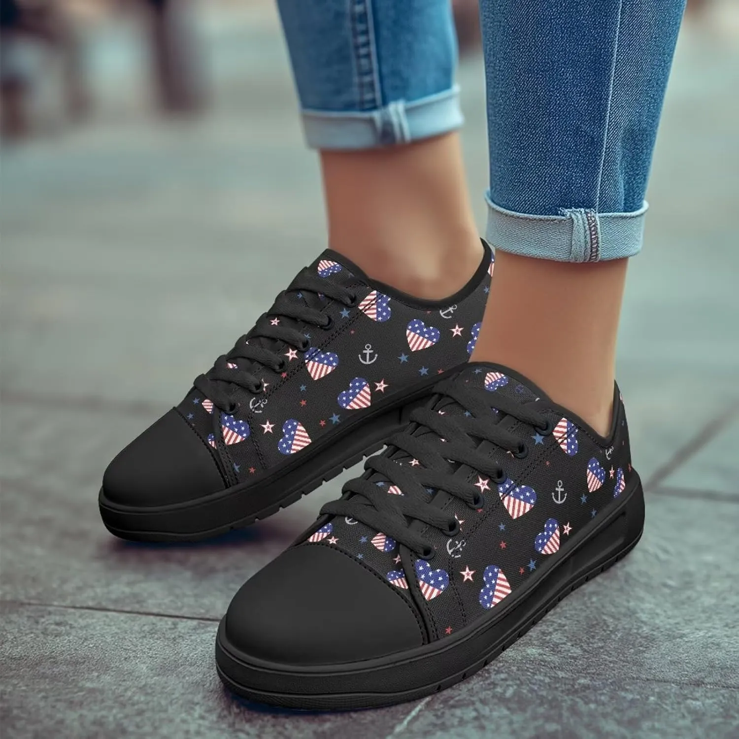 Canvas Shoes for Women Low Top Casual White Black Sneakers Womens Lace Up Fashion Comfortable Walking Shoes