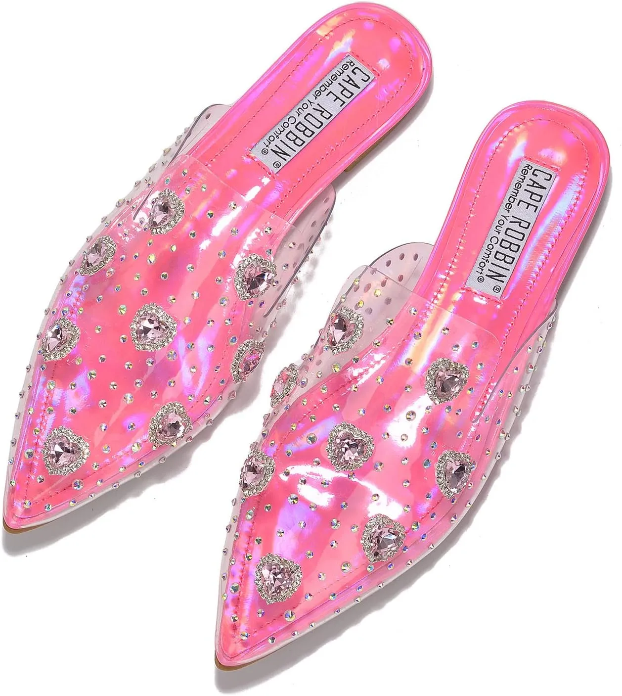 Cape Robbin Sierra Rhinestone Gem Pointy Toe Mule Flats (Sierra)