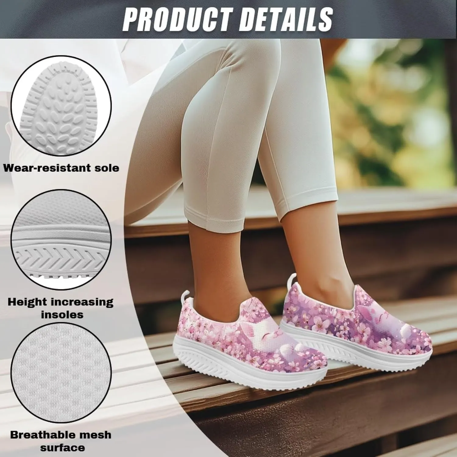 Cat Pattern Walking Shoes Women Platform Loafers Casual Non-Slip Running Sneakers for Travel Gym Hiking