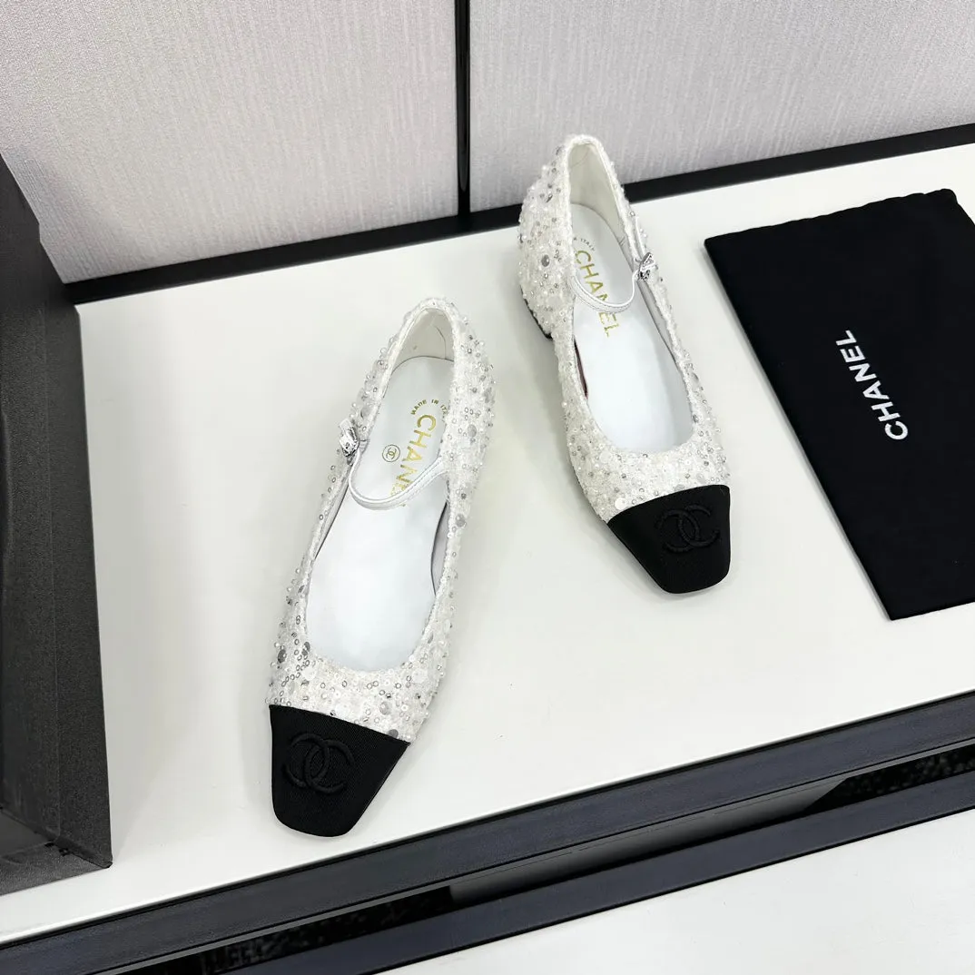 CC MARY JANE IN BLACK MIX WHITE SEQUINS AND VELVET