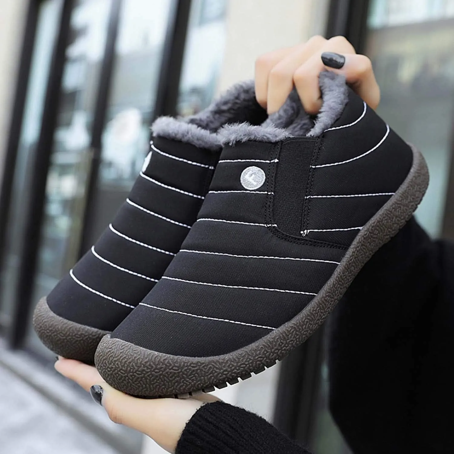 CERYTHRINA Winter Snow Ankle Boots Fur Lining Waterproof Outdoor Slip On Booties Sneakers for Women and Men