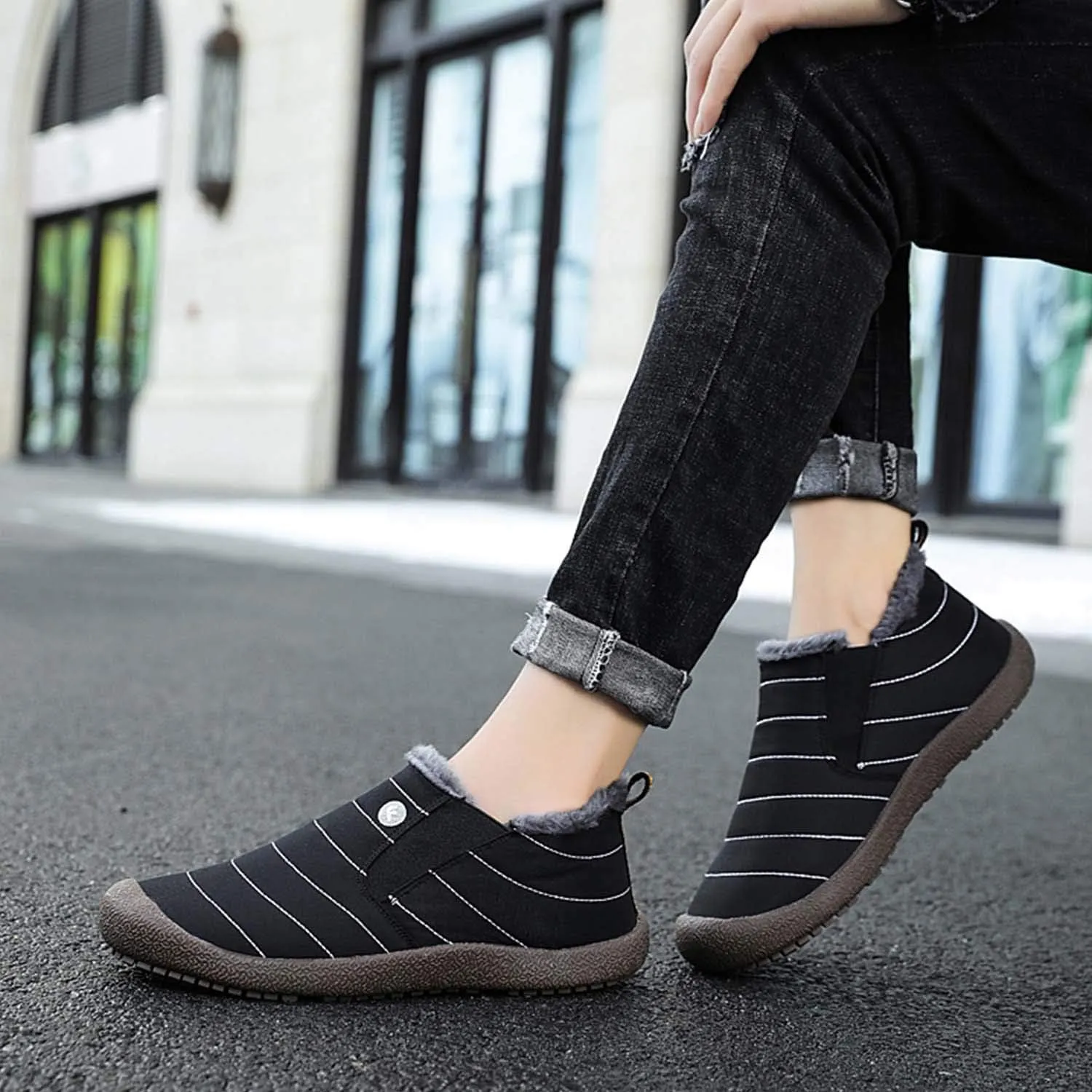CERYTHRINA Winter Snow Ankle Boots Fur Lining Waterproof Outdoor Slip On Booties Sneakers for Women and Men