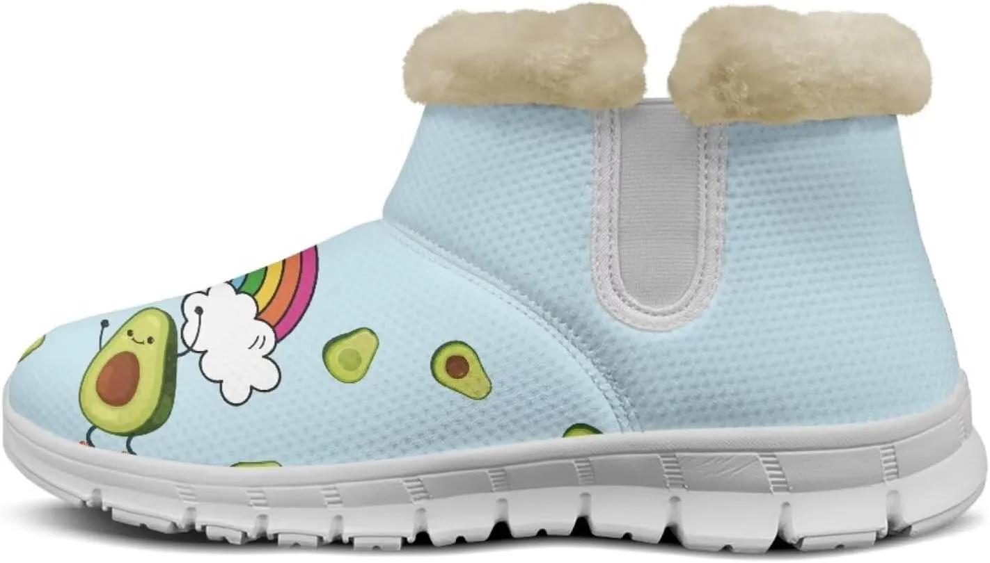 chaqlin Winter Snow Boots Flat Heels for Women Wide Non Slip Casual Outdoor Boots EVA Sole Cozy Lightweight Soft Flannel Plush Ankle Boots
