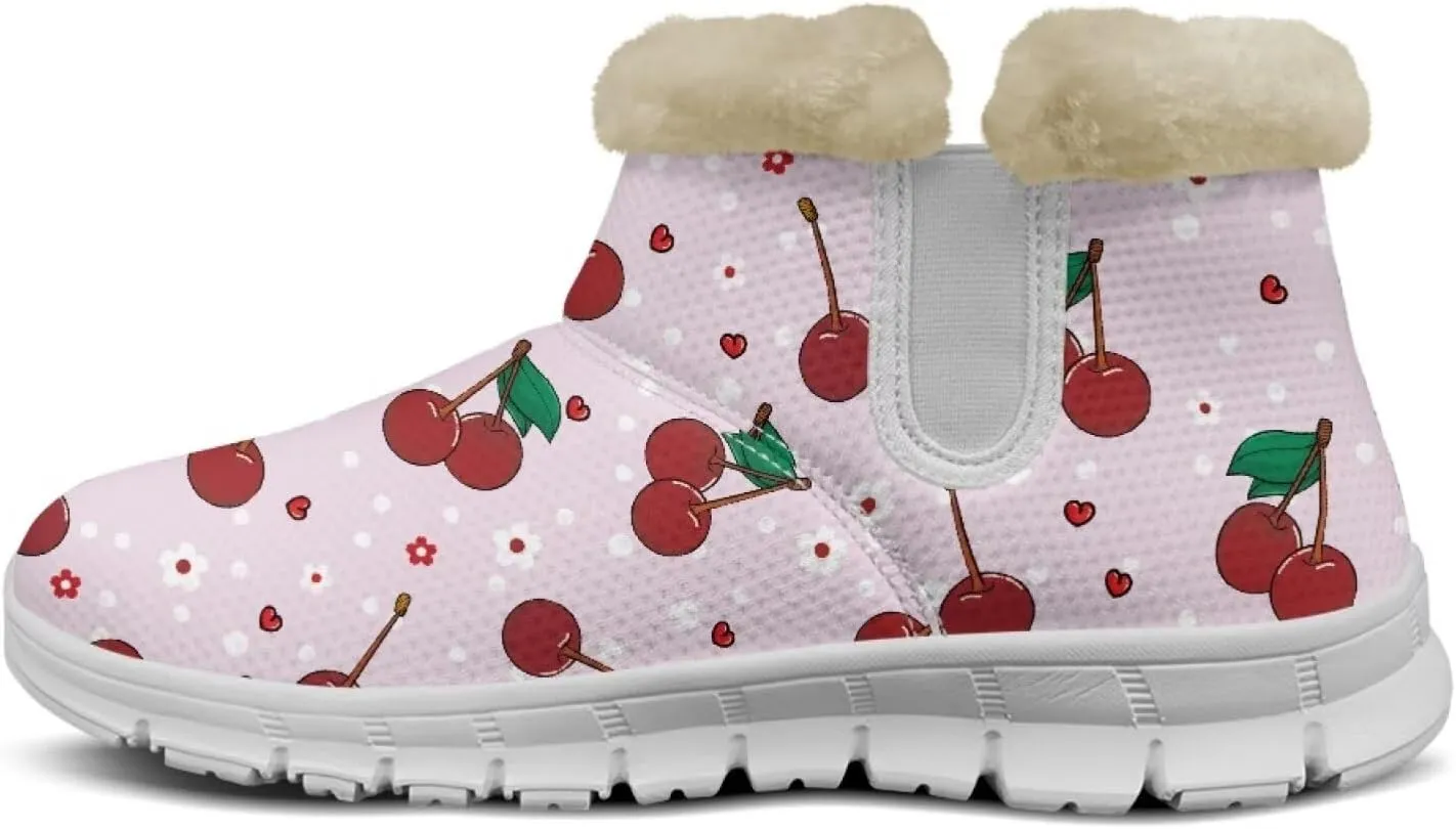 chaqlin Winter Snow Boots Flat Heels for Women Wide Non Slip Casual Outdoor Boots EVA Sole Cozy Lightweight Soft Flannel Plush Ankle Boots