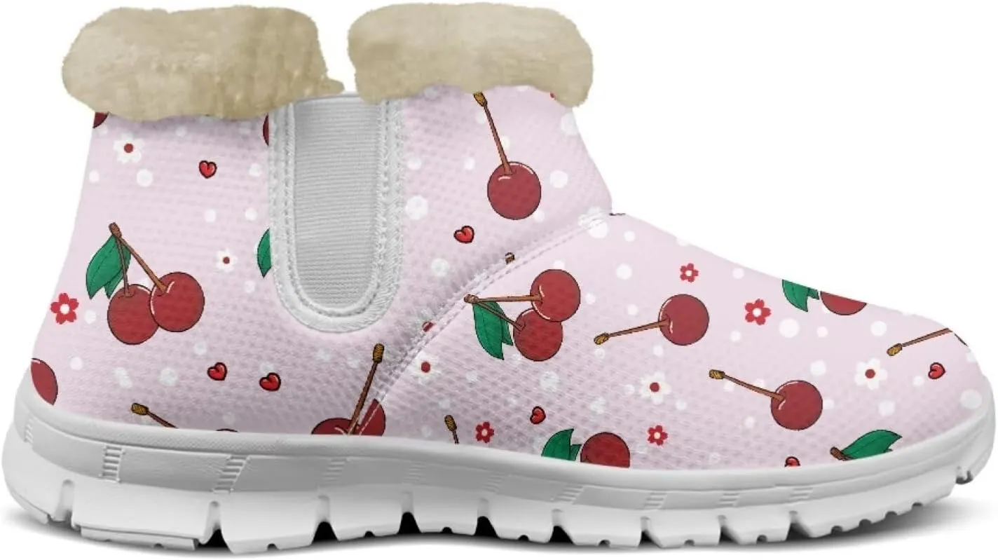 chaqlin Winter Snow Boots Flat Heels for Women Wide Non Slip Casual Outdoor Boots EVA Sole Cozy Lightweight Soft Flannel Plush Ankle Boots