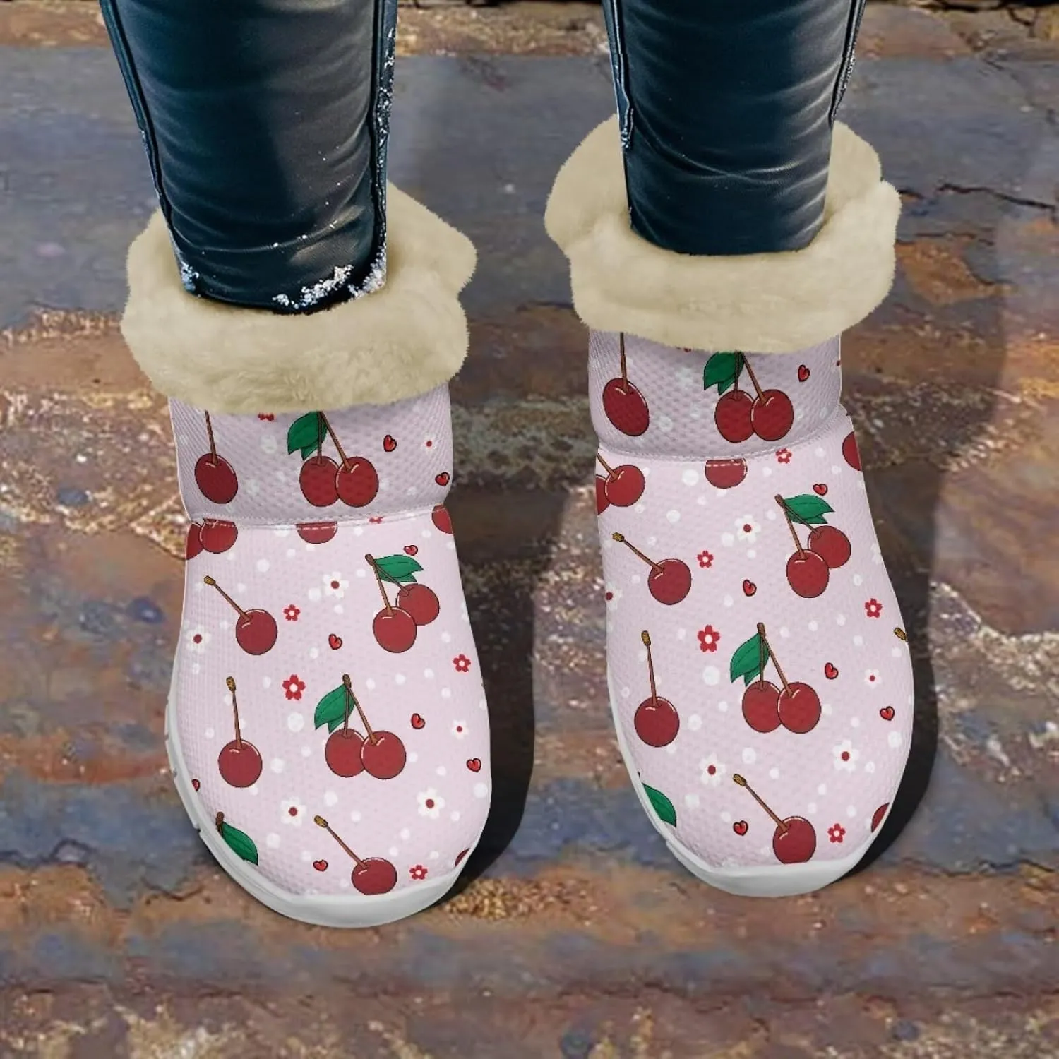 chaqlin Winter Snow Boots Flat Heels for Women Wide Non Slip Casual Outdoor Boots EVA Sole Cozy Lightweight Soft Flannel Plush Ankle Boots