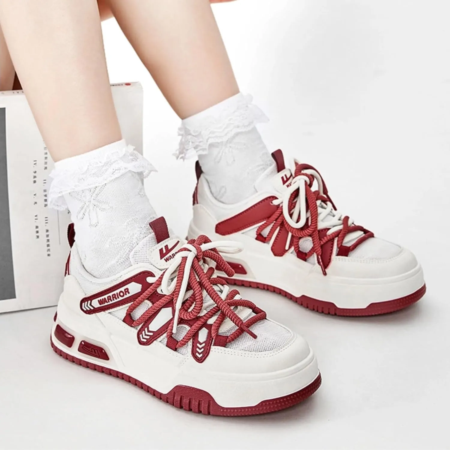 Chunky Platform Sneakers for Women, Breathable Mesh Inner Casual Walking Shoes with Stylish Strap Thick Sole