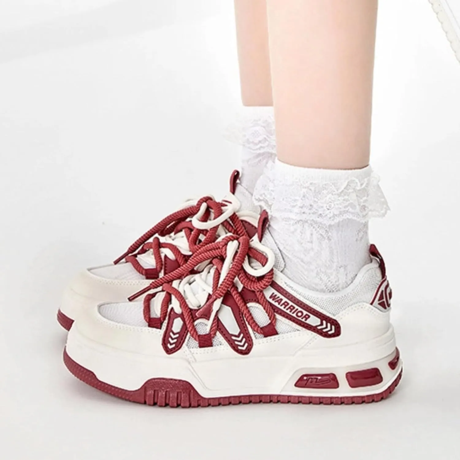 Chunky Platform Sneakers for Women, Breathable Mesh Inner Casual Walking Shoes with Stylish Strap Thick Sole