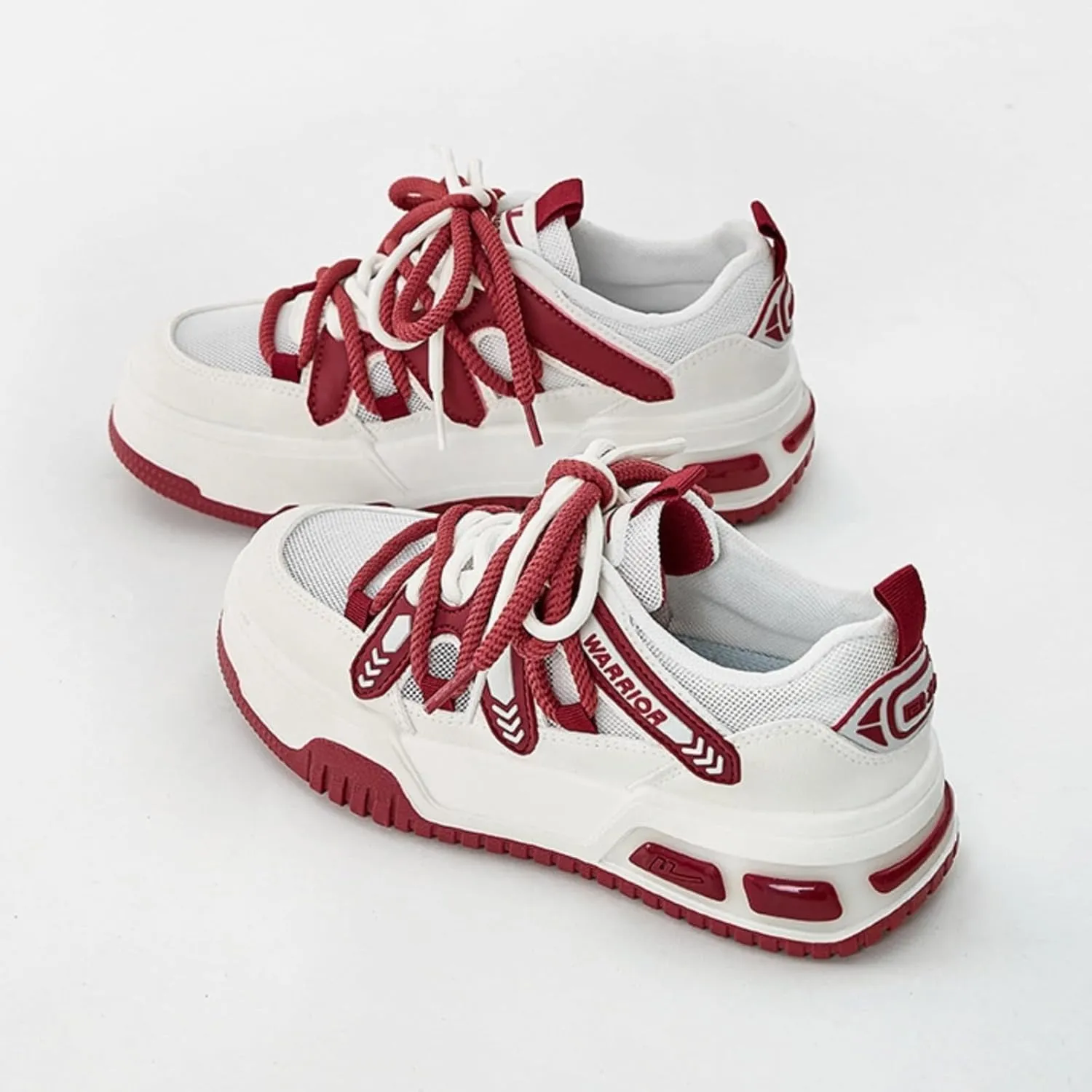 Chunky Platform Sneakers for Women, Breathable Mesh Inner Casual Walking Shoes with Stylish Strap Thick Sole