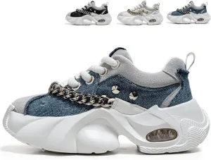 Chunky Sneaker for Women, High-top Casual Shoes Durable Thick Sole Lace-Up Casual Shoes, 2025 Women's Fashion Sneakers