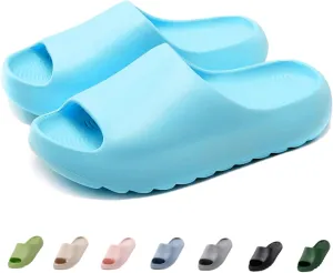 Cloud Slides for Women Men Kids, Pillow Slippers Comfy Non-Slip Soft Waterproof Bathroom Shower Shoes, Cushioned Thick Sole Sandals for Indoor and Outdoor