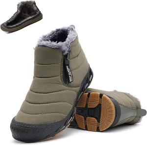 CLOUDEMO Snow Boots Mens Waterproof Winter Boots, Winter Shoes Men, Fur Lined Warm Slip Ankle Boots Zipper Closure Slip on Outdoor Boot Comfortable Walking Shoes