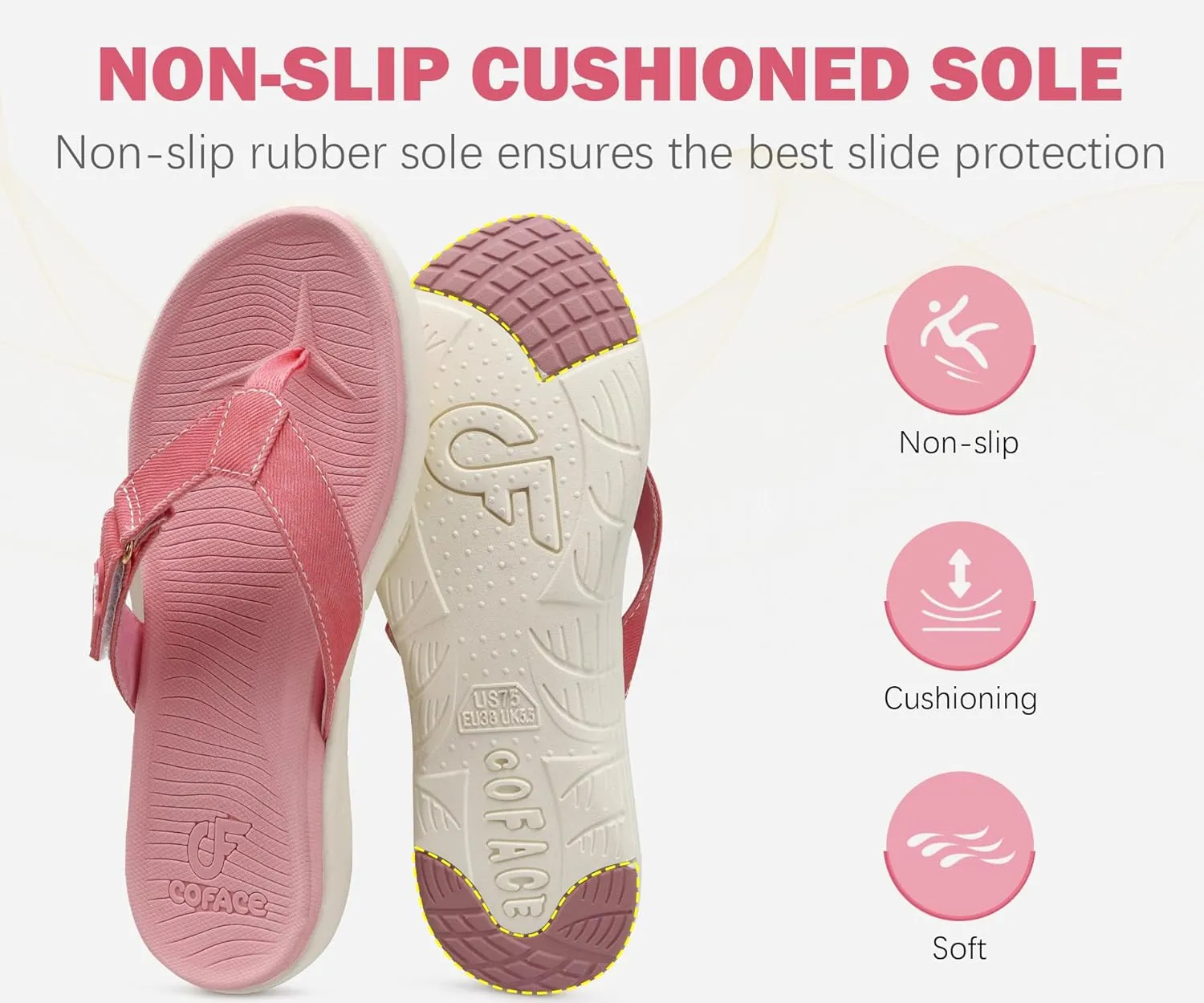 COFACE Flip Flops for Women with Arch Support Beach Thong Sandals for Woman Adjustable Fashion Orthopedic Sandal Outdoor