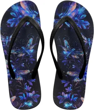 Coloranimal Flip Flops for Women Summer Beach Sandals Thong Sandals with Black Strap Non Flips Flops Comfort Lightweight Indoor Outdoor Slippers