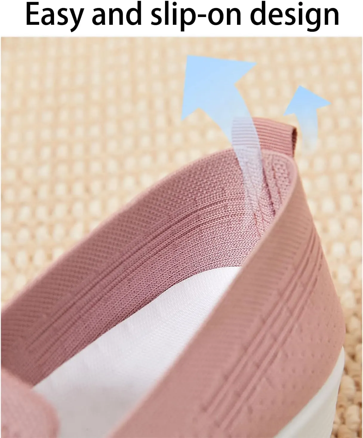 Crepuscute Women's Knitted Mesh Round Toe Low Wedge Loafers Slip On Lightweight Thicken Memory Foam Shoes Comfortable Non-Slip Soft Bottom Casual Walking Shoes