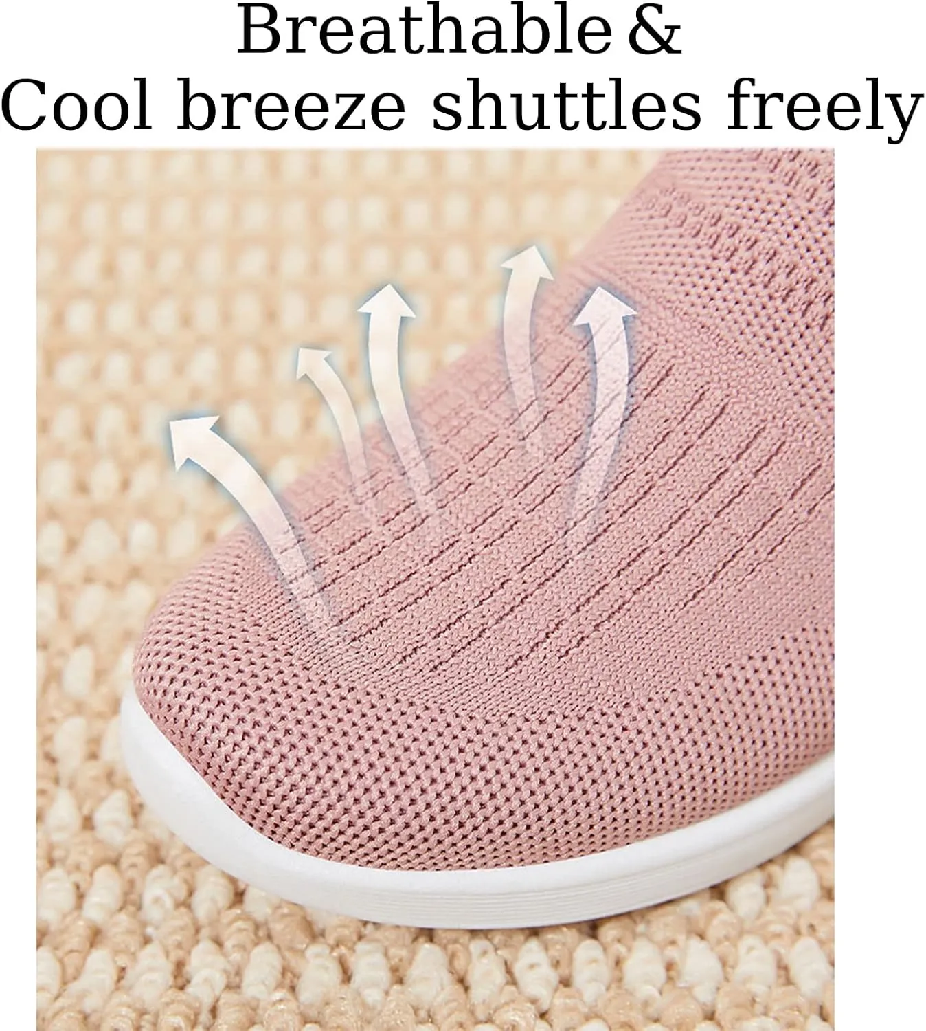 Crepuscute Women's Knitted Mesh Round Toe Low Wedge Loafers Slip On Lightweight Thicken Memory Foam Shoes Comfortable Non-Slip Soft Bottom Casual Walking Shoes