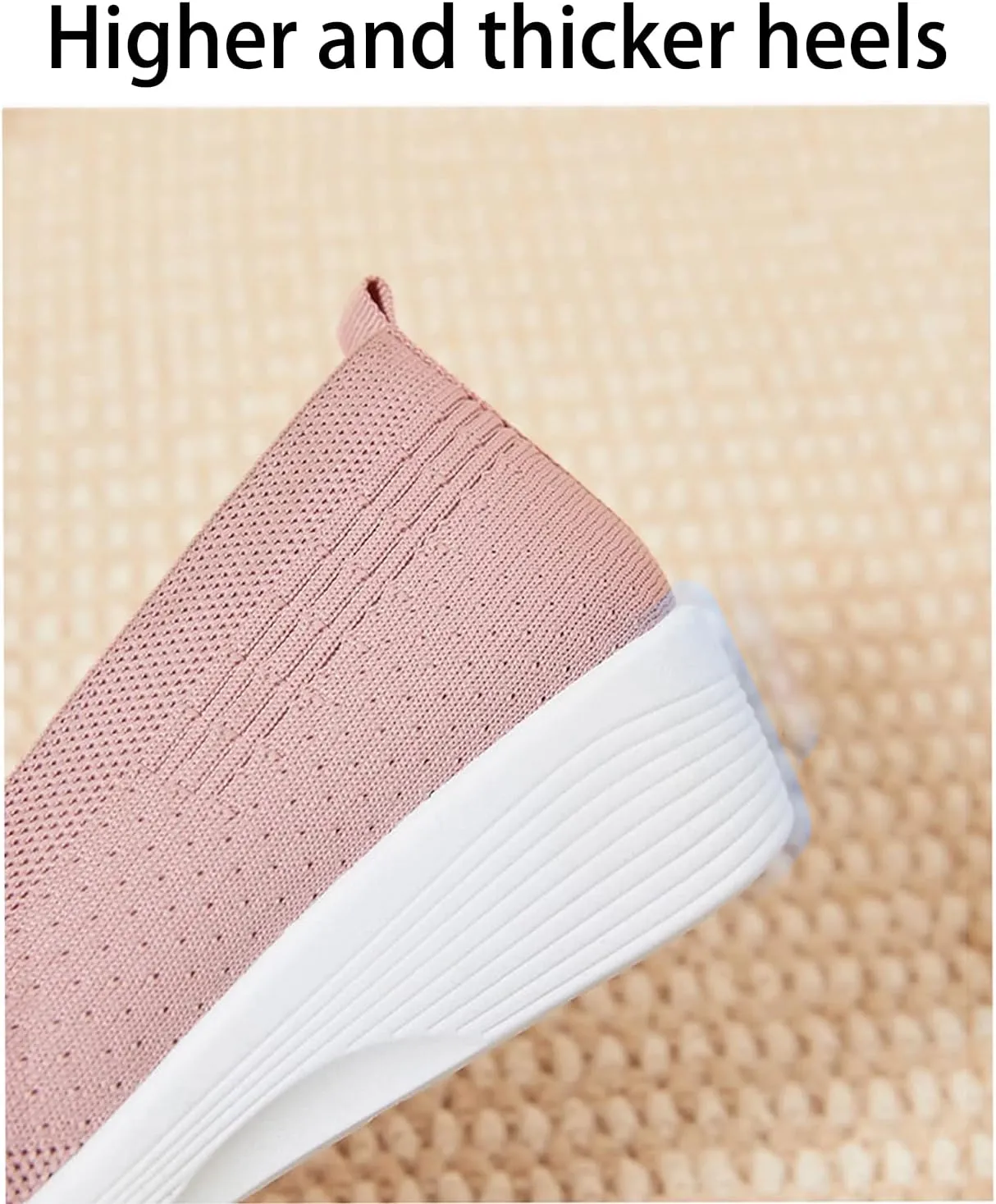 Crepuscute Women's Knitted Mesh Round Toe Low Wedge Loafers Slip On Lightweight Thicken Memory Foam Shoes Comfortable Non-Slip Soft Bottom Casual Walking Shoes