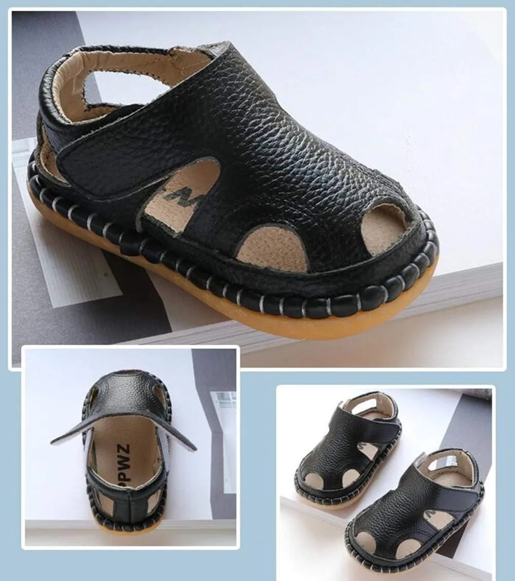 DADAWEN Baby Boys Girls Summer Lightweight Soft Sole Closed-Toe Outdoor Leather Athletic Sandals
