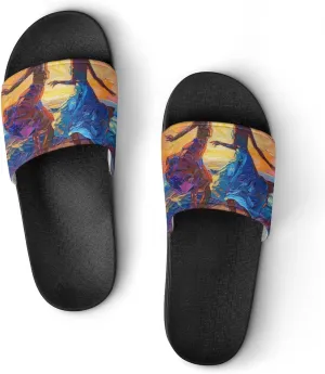 Dancing in The Dusk Sunset PVC Home Slippers Beach Shower Sandals Summer Non-Slip Outdoor Shoes for Men Women