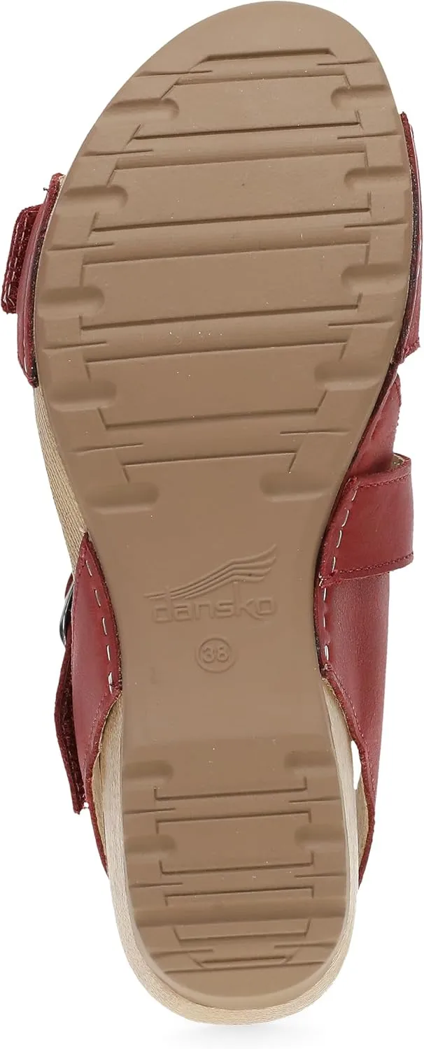Dansko Trinity Wedge Sandal for Women – Contoured Footbed for All-Day Comfort and Support – Hook & Loop Strap with Buckle Detail – Lightweight Rubber Outsole