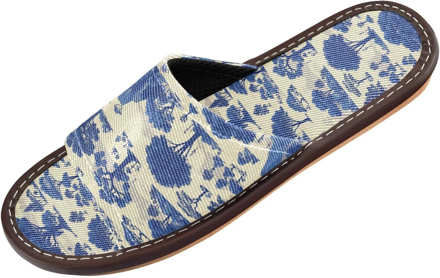 Dark Blue Trees Men Women's Travel Slippers Ultralight Non Slip Sandals for Indoor Hotel Outdoor