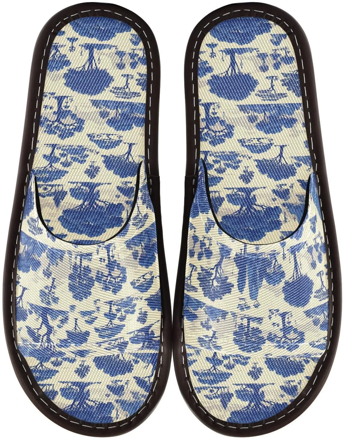 Dark Blue Trees Men Women's Travel Slippers Ultralight Non Slip Sandals for Indoor Hotel Outdoor