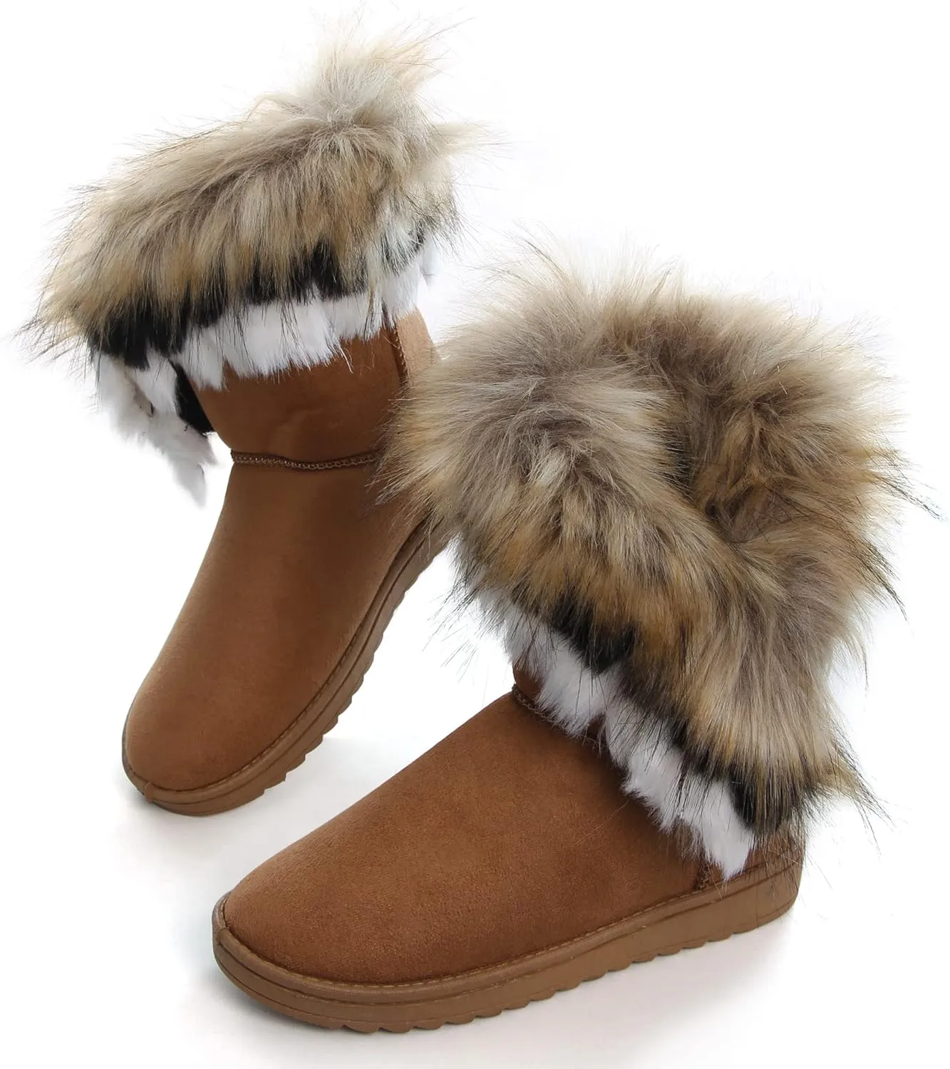 Dear Time Women's Warm Winter Snow Boots Wide Mid Calf Fashion Casual Ankle Booties Outdoor Anti-Slip Platform Boots Shoes for Girls