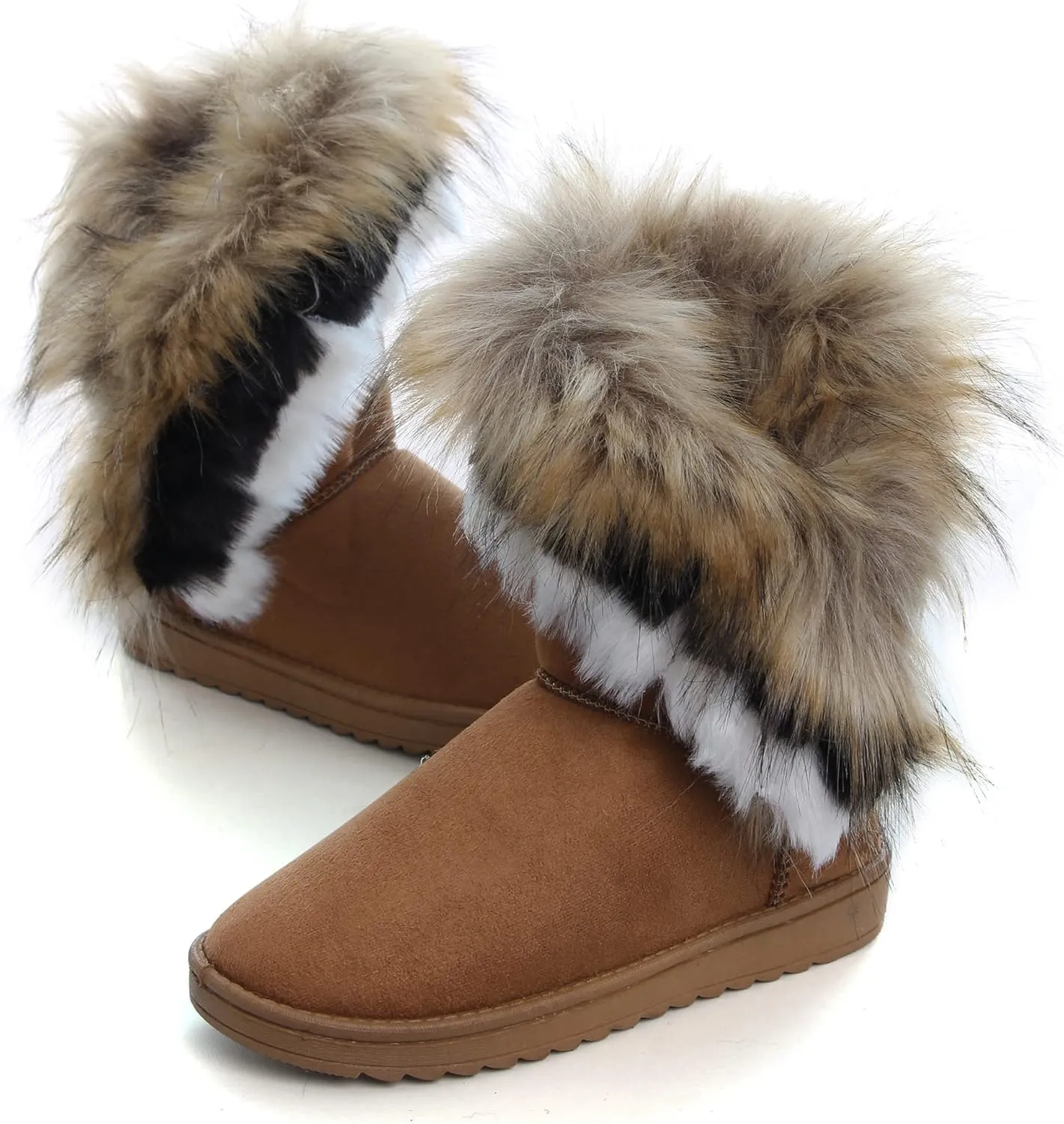 Dear Time Women's Warm Winter Snow Boots Wide Mid Calf Fashion Casual Ankle Booties Outdoor Anti-Slip Platform Boots Shoes for Girls