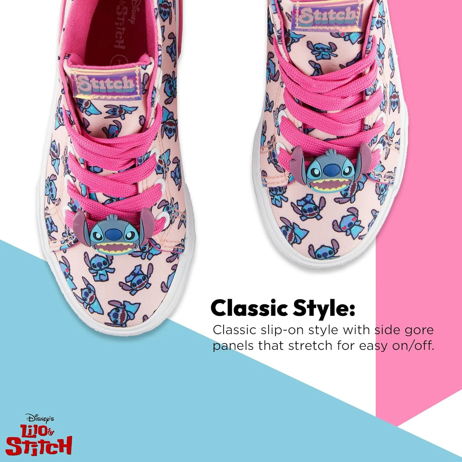 Disney Girls Lilo & Stitch Sneakers - Lilo and Stitch High Top Athletic Shoes - Lilo and Stitch High Top Lace Up Sneakers