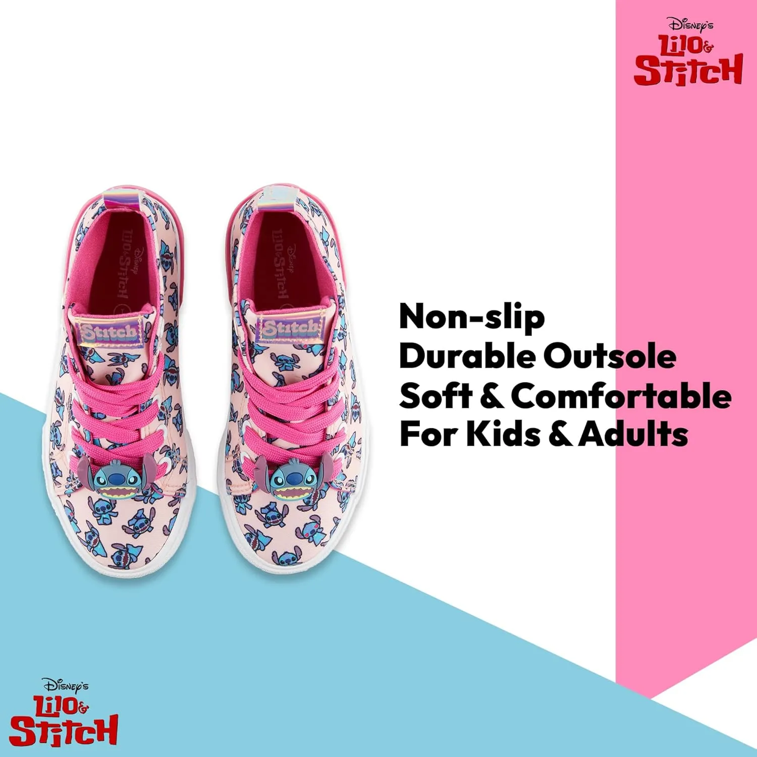 Disney Girls Lilo & Stitch Sneakers - Lilo and Stitch High Top Athletic Shoes - Lilo and Stitch High Top Lace Up Sneakers