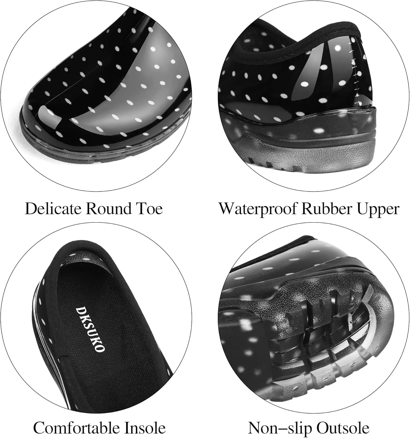 DKSUKO Waterproof Garden Shoe for Women Outdoor Slip-On Rain Boots Short Ankle Work Shoes and Garden Clogs with Comfort Insole