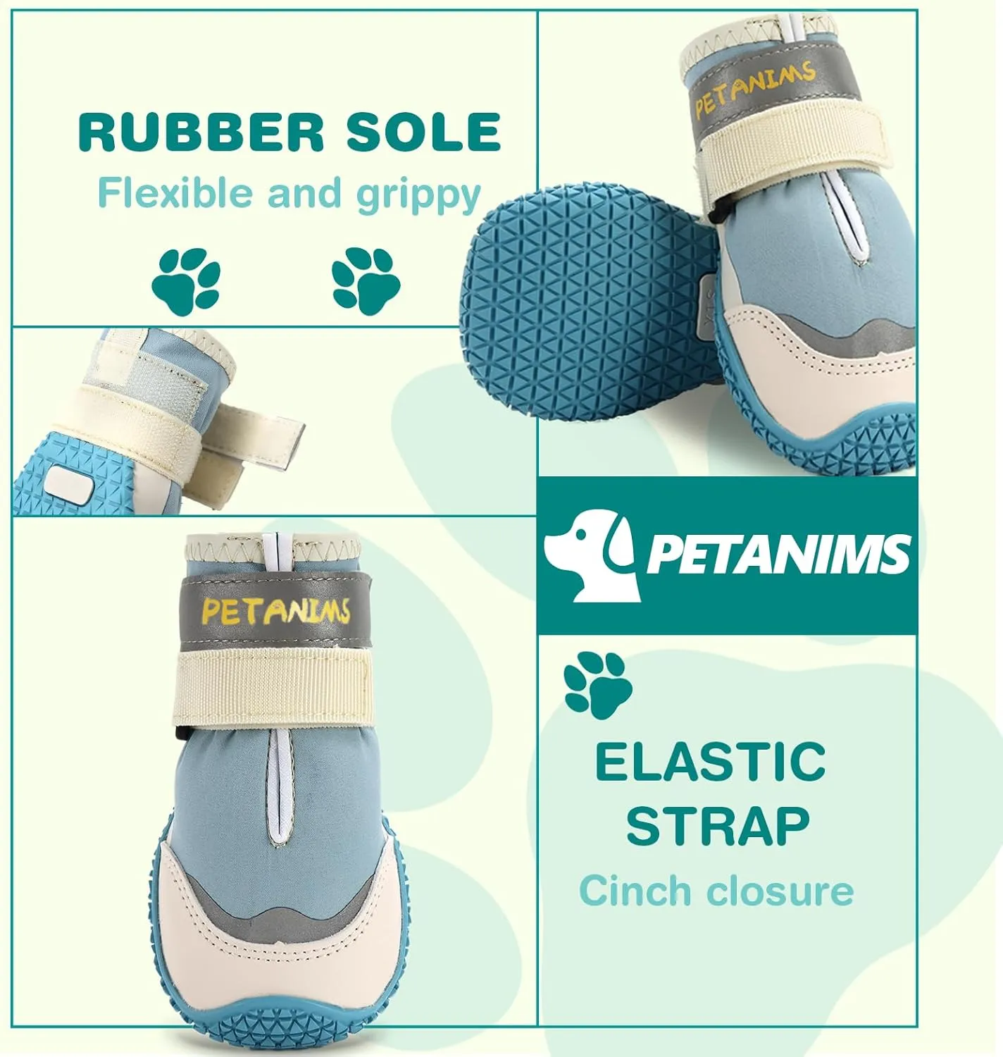 Dog Shoes for Large Dogs, Medium Dog Boots & Paw Protectors for Winter Snow, Waterproof Dog Booties for Hot Pavement, Hardwood Floors, for Rainy Blue Size 5