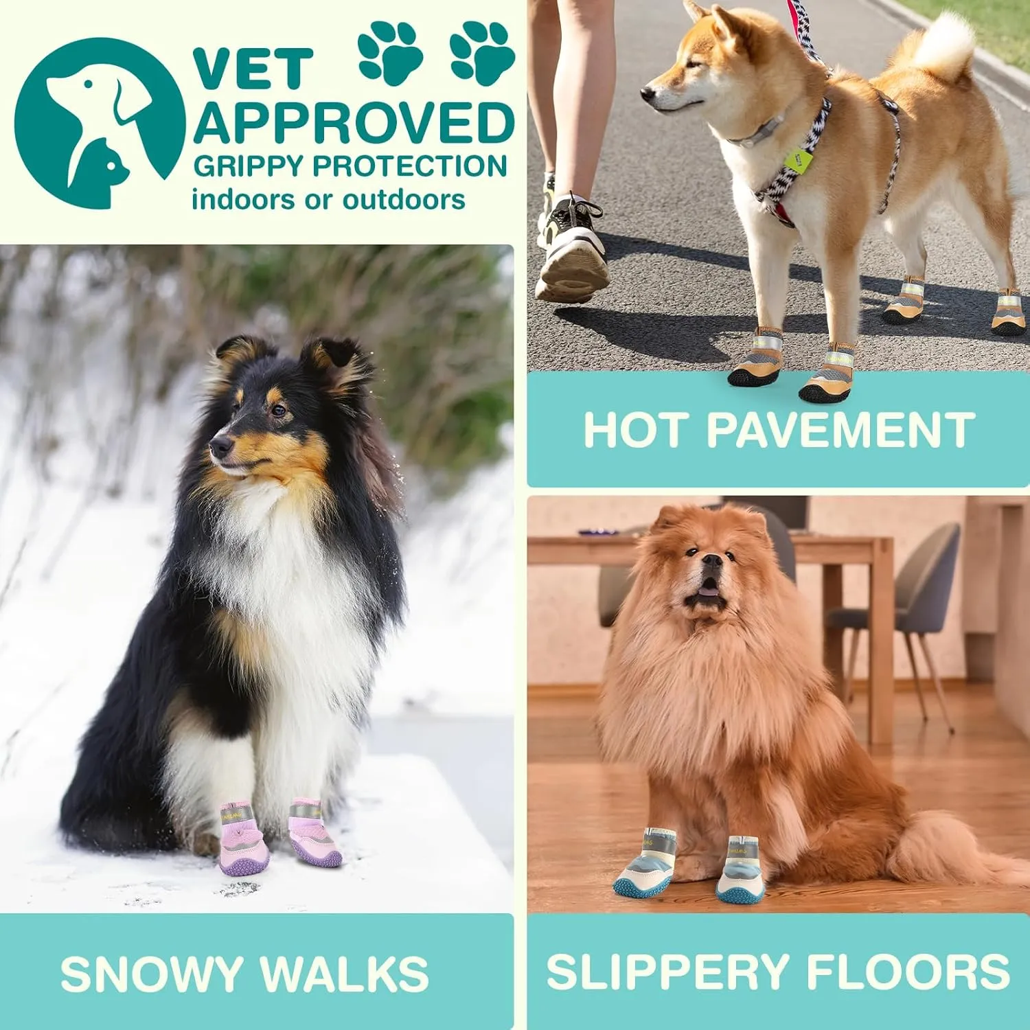 Dog Shoes for Large Dogs, Medium Dog Boots & Paw Protectors for Winter Snow, Waterproof Dog Booties for Hot Pavement, Hardwood Floors, for Rainy Blue Size 5