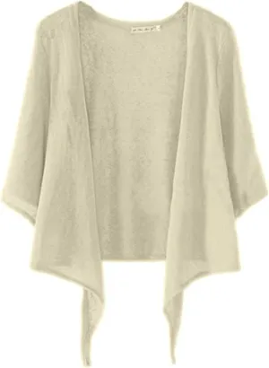 Dongfeng Women's 3/4 Sleeve Cropped Shrugs Lightweight Tie Front Sheer Chiffon Bolero Cardigan