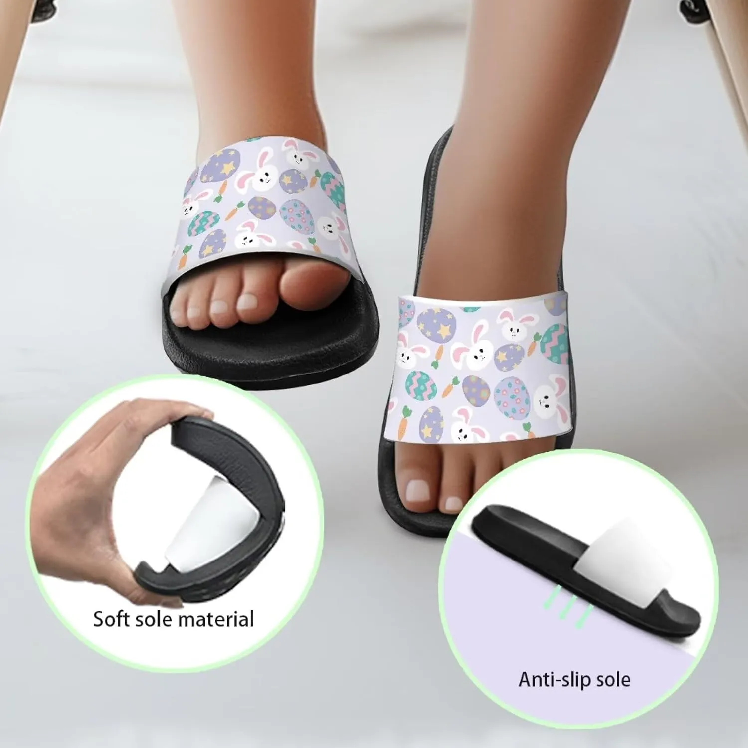Doojoayie Non-Slip Easter Theme Slides for Kids for Egg Decorating & Hunting
