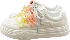 Dopamine Color Burst Women's Sneakers - Y2K Korean Ins Style Chunky Platform Shoes with Multicolor Collision Design & Vibrant Shoelaces, Fun & Fashionable for Student Travel & Instagram Outfits