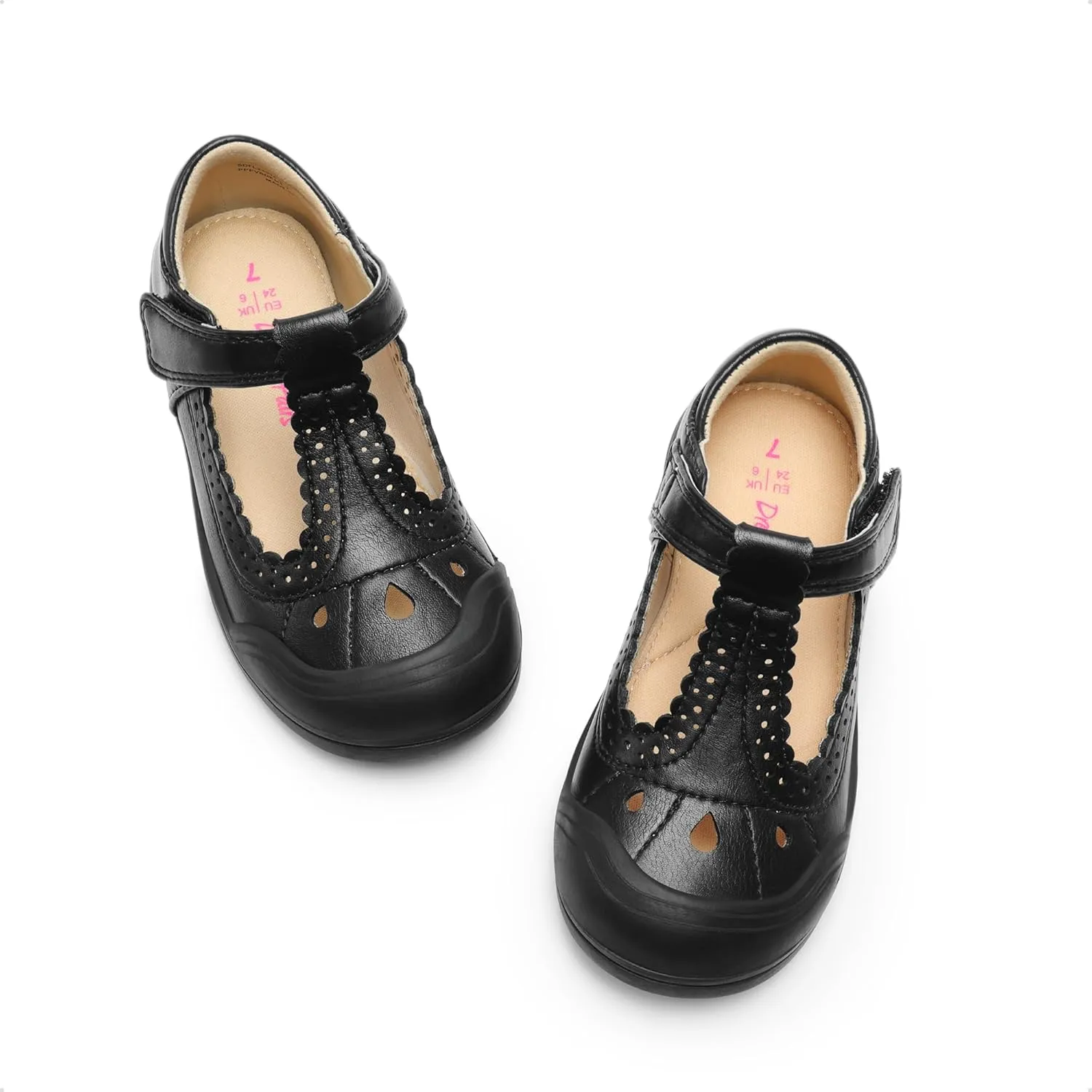 DREAM PAIRS Girls Mary Jane Dress Shoes School Uniform Toe-Protective T-Strap Ballet Flats Toddler Little Kid