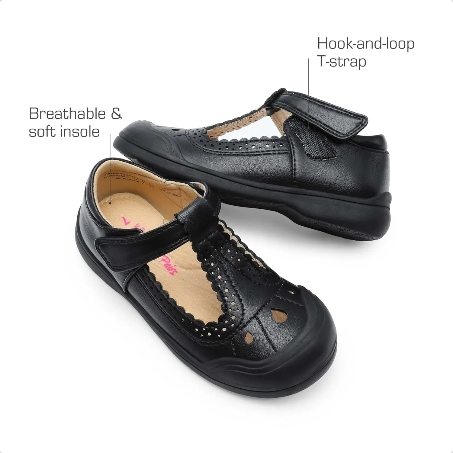 DREAM PAIRS Girls Mary Jane Dress Shoes School Uniform Toe-Protective T-Strap Ballet Flats Toddler Little Kid
