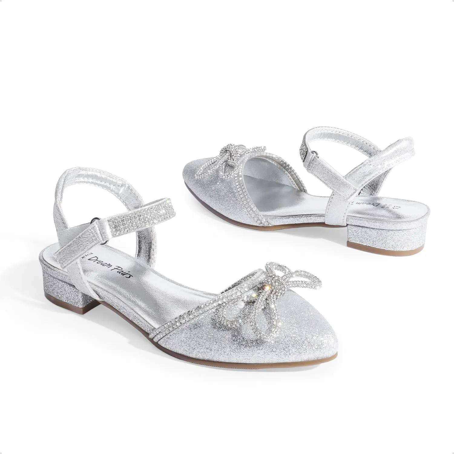 DREAM PAIRS Girls Sandals Closed Toe Dress Low Heels Pointed Toe Pump Flower Shoes for Little Big Kids Wedding Princess Party